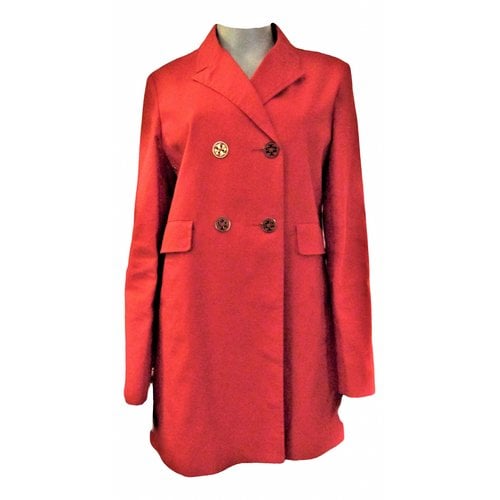 Pre-owned Tory Burch Trench Coat In Red
