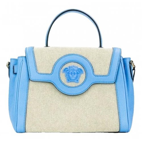 Pre-owned Versace Dv One Cloth Crossbody Bag In Blue
