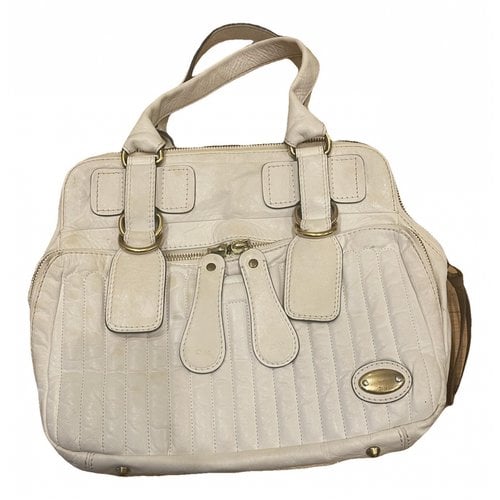 Pre-owned Chloé Bay Leather Tote In White
