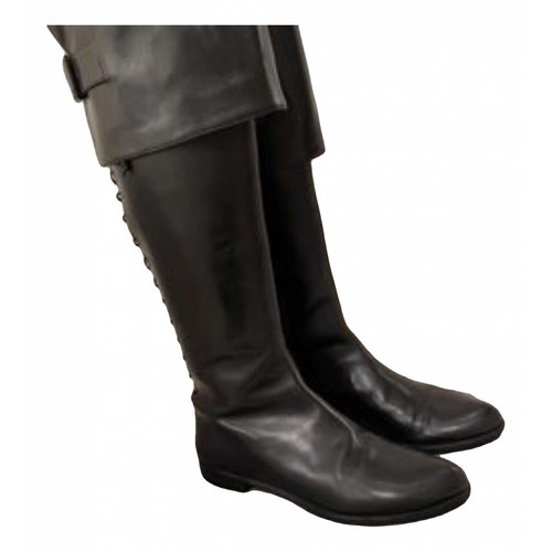 Pre-owned Mcq By Alexander Mcqueen Leather Boots In Black