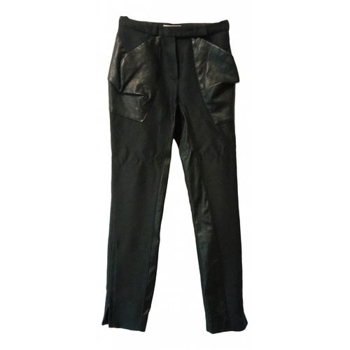 Pre-owned Rue Du Mail Leather Straight Pants In Black