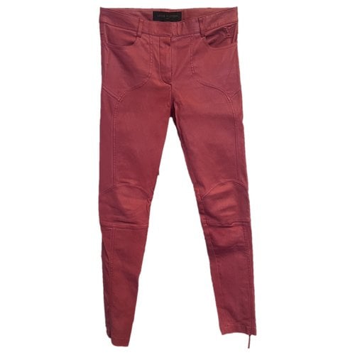 Pre-owned Louis Vuitton Leather Slim Pants In Red