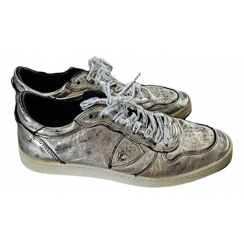 Pre-owned Philippe Model Patent Leather Trainers In Gold