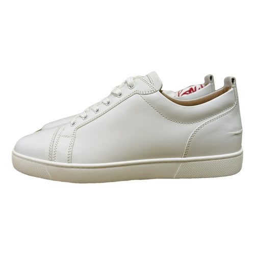 Pre-owned Christian Louboutin Rantulow Leather Low Trainers In White