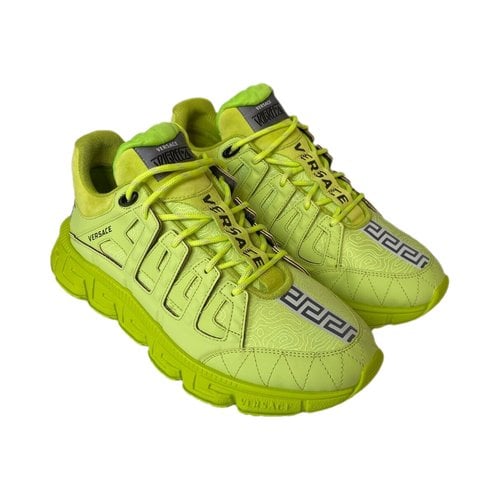 Pre-owned Versace Leather High Trainers In Green