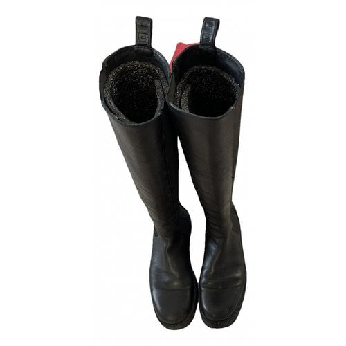 Pre-owned Staud Leather Riding Boots In Black