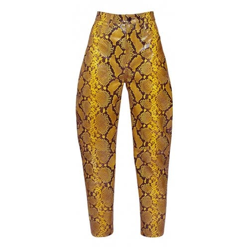 Pre-owned Attico Leather Carot Pants In Yellow