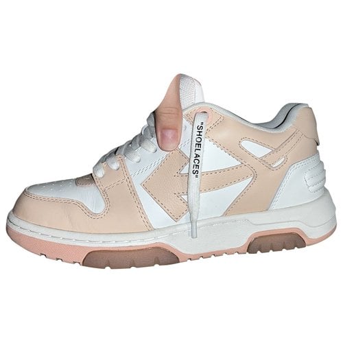 Pre-owned Off-white Leather Trainers In Pink
