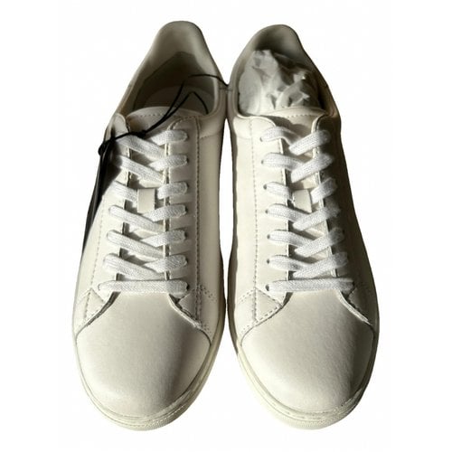 Pre-owned Armani Exchange Leather Low Trainers In White