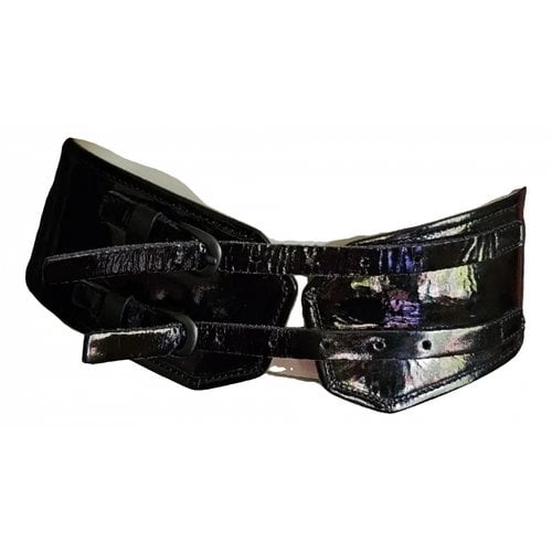 Pre-owned Allsaints Patent Leather Belt In Black