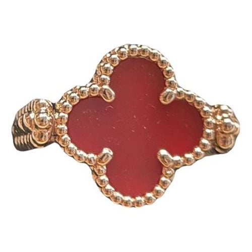 Pre-owned Van Cleef & Arpels Vintage Alhambra Pink Gold Ring In Red