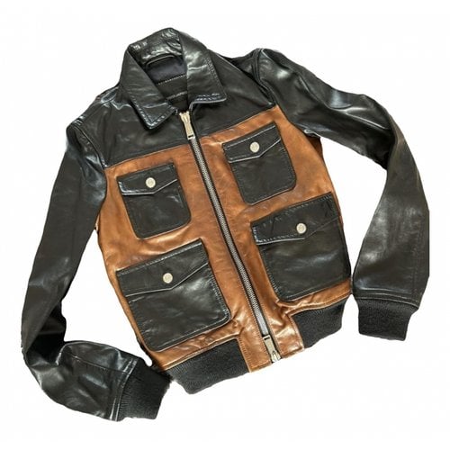 Pre-owned Dsquared2 Leather Biker Jacket In Black