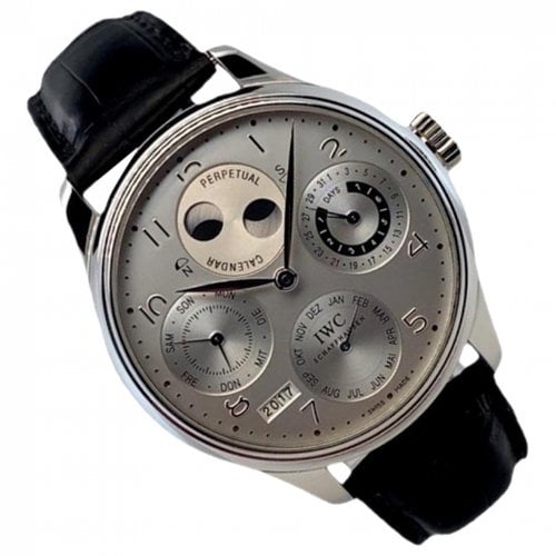 Pre-owned Iwc Schaffhausen Portugaise Platinum Watch In Silver