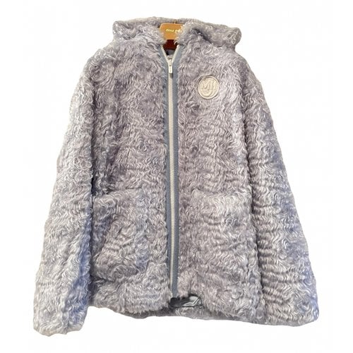 Pre-owned Miu Miu Faux Fur Jacket In Blue