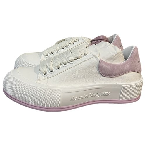 Pre-owned Alexander Mcqueen Deck Plimsoll Pony-style Calfskin Trainers In Purple