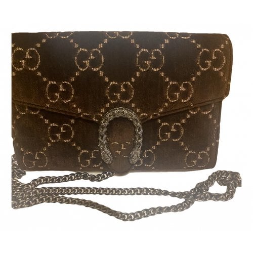 Pre-owned Gucci Dionysus Velvet Clutch Bag In Brown