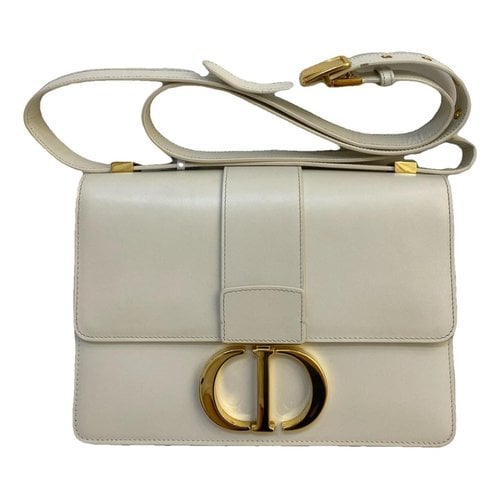 Pre-owned Dior 30 Montaigne Leather Handbag In White