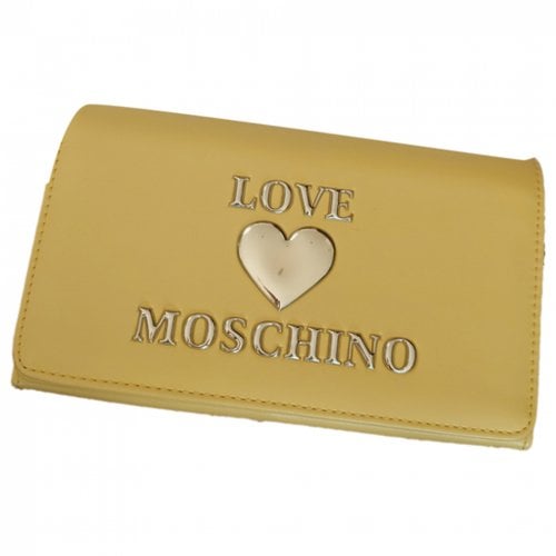 Pre-owned Moschino Love Vegan Leather Handbag In Yellow