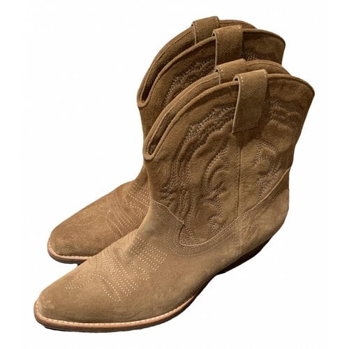 Pre-owned Ba&sh Western Boots In Camel