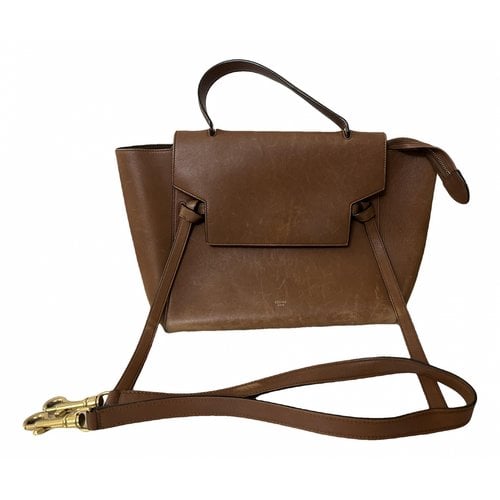 Pre-owned Celine Belt Leather Handbag In Brown