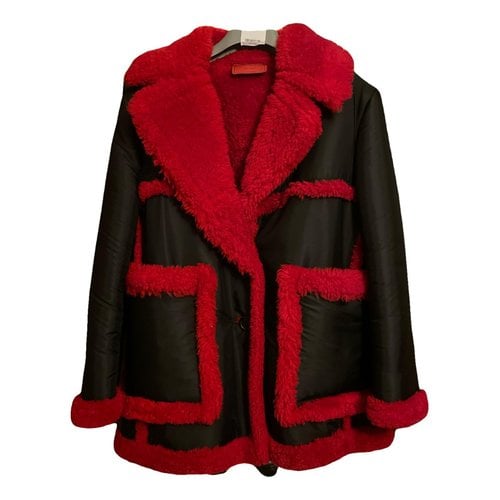 Pre-owned Prada Leather Coat In Red