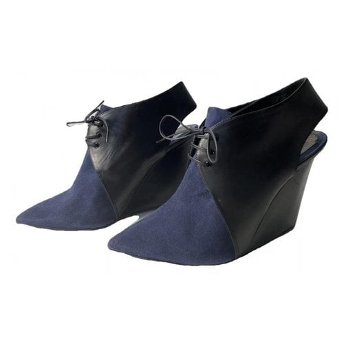 Pre-owned Dior Leather Ankle Boots In Blue
