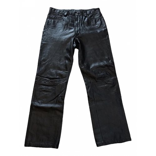 Pre-owned Yohji Yamamoto Leather Trousers In Black