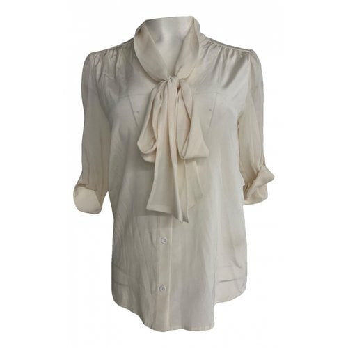 Pre-owned Alice And Olivia Silk Blouse In Ecru