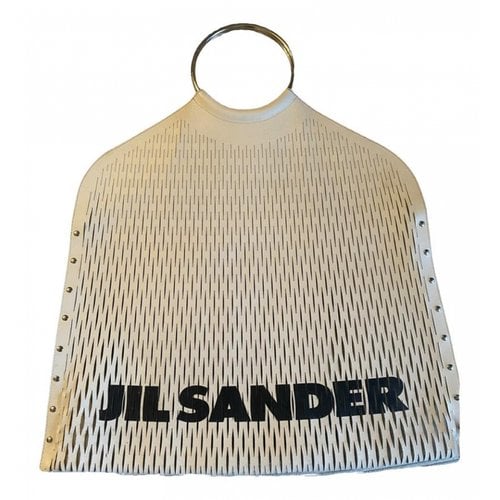 Pre-owned Jil Sander Shopper Leather Bag In Ecru