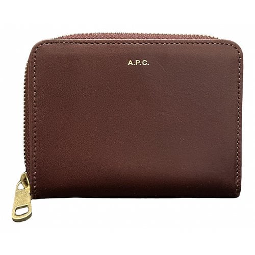 Pre-owned Apc Leather Wallet In Burgundy