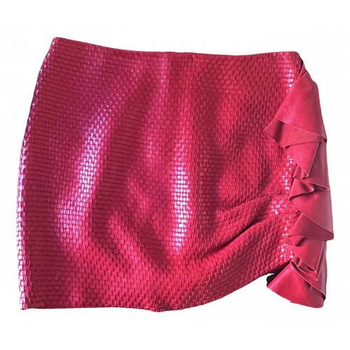 Pre-owned Magda Butrym Leather Mini Skirt In Red