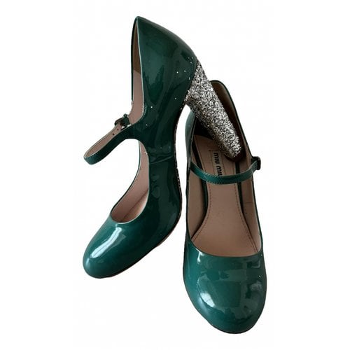 Pre-owned Miu Miu Patent Leather Heels In Turquoise