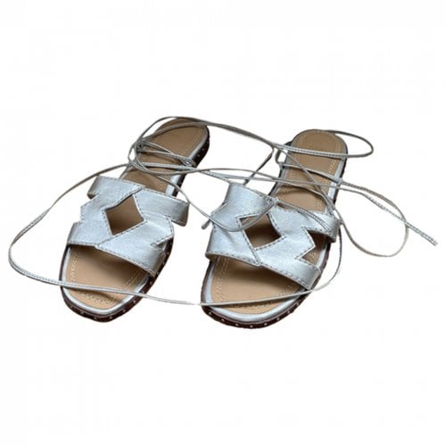 Pre-owned Maje Leather Mules In Silver