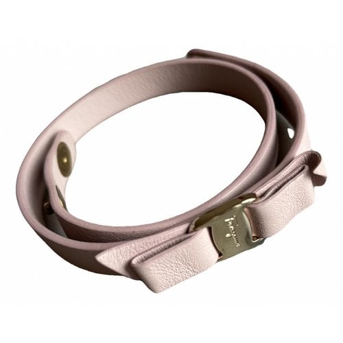 Pre-owned Ferragamo Leather Bracelet In Pink