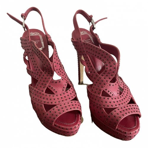 Pre-owned Dior Leather Sandals In Pink