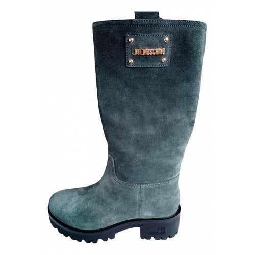 Pre-owned Moschino Love Leather Boots In Green