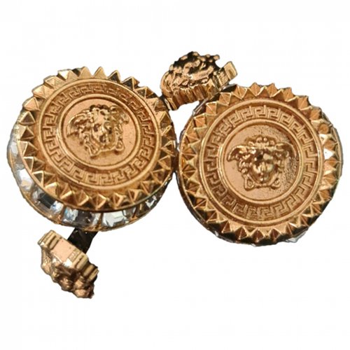 Pre-owned Versace Medusa Crystal Pin & Brooche In Gold