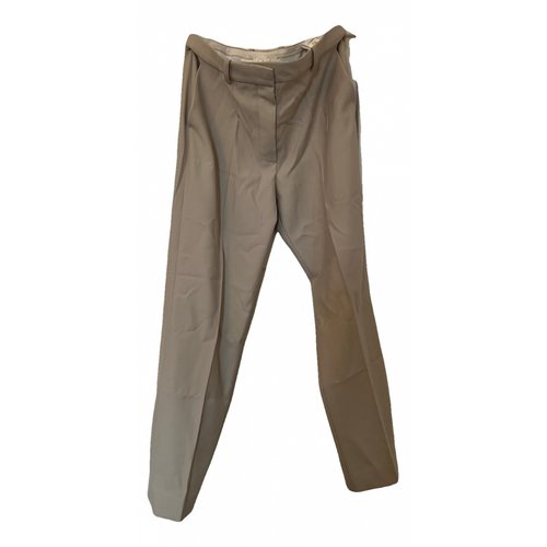 Pre-owned Chloé Wool Straight Pants In Beige