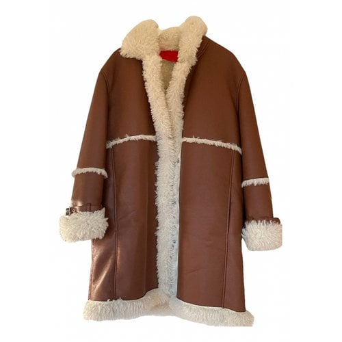 Pre-owned Max & Co Faux Fur Coat In Brown