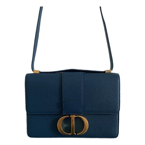 Pre-owned Dior 30 Montaigne Leather Crossbody Bag In Blue