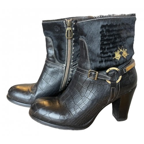 Pre-owned La Martina Leather Boots In Black