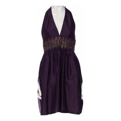 Pre-owned Milly Silk Mid-length Dress In Purple
