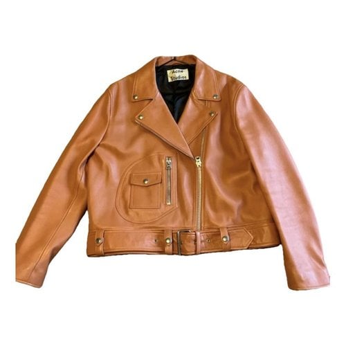 Pre-owned Acne Studios Leather Biker Jacket In Orange