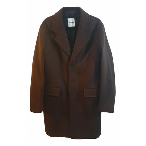 Pre-owned Sandro Wool Coat In Brown