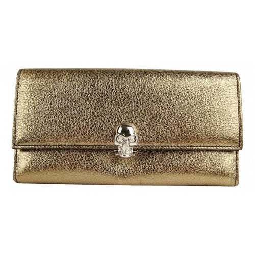 Pre-owned Alexander Mcqueen Leather Wallet In Gold