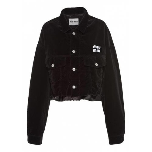 Pre-owned Miu Miu Velvet Short Vest In Black