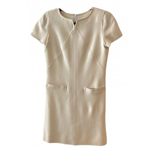 Pre-owned Courrèges Wool Mid-length Dress In Ecru