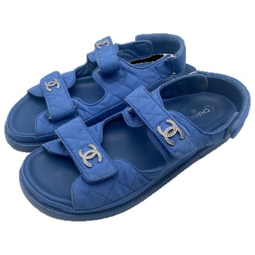 Pre-owned Chanel Dad Sandals Cloth Sandal In Blue