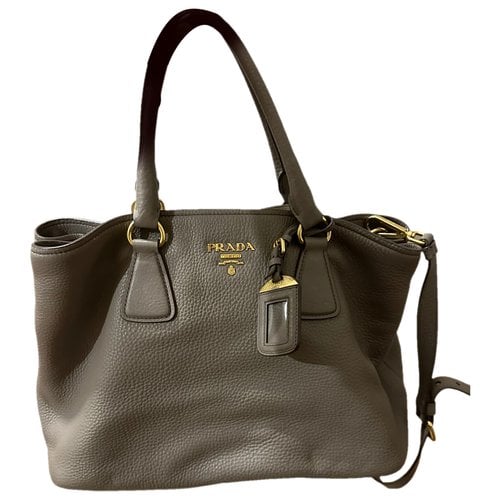 Pre-owned Prada Monochrome Leather Handbag In Grey