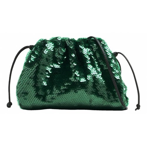 Pre-owned Bottega Veneta Pouch Glitter Clutch Bag In Green